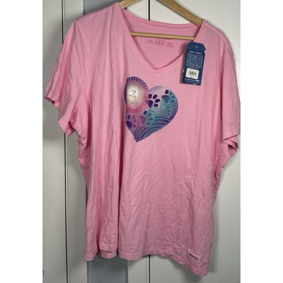 Life is Good Womens VNeck Pink Tshirt 3XL - NEW - Picture 1 of 5